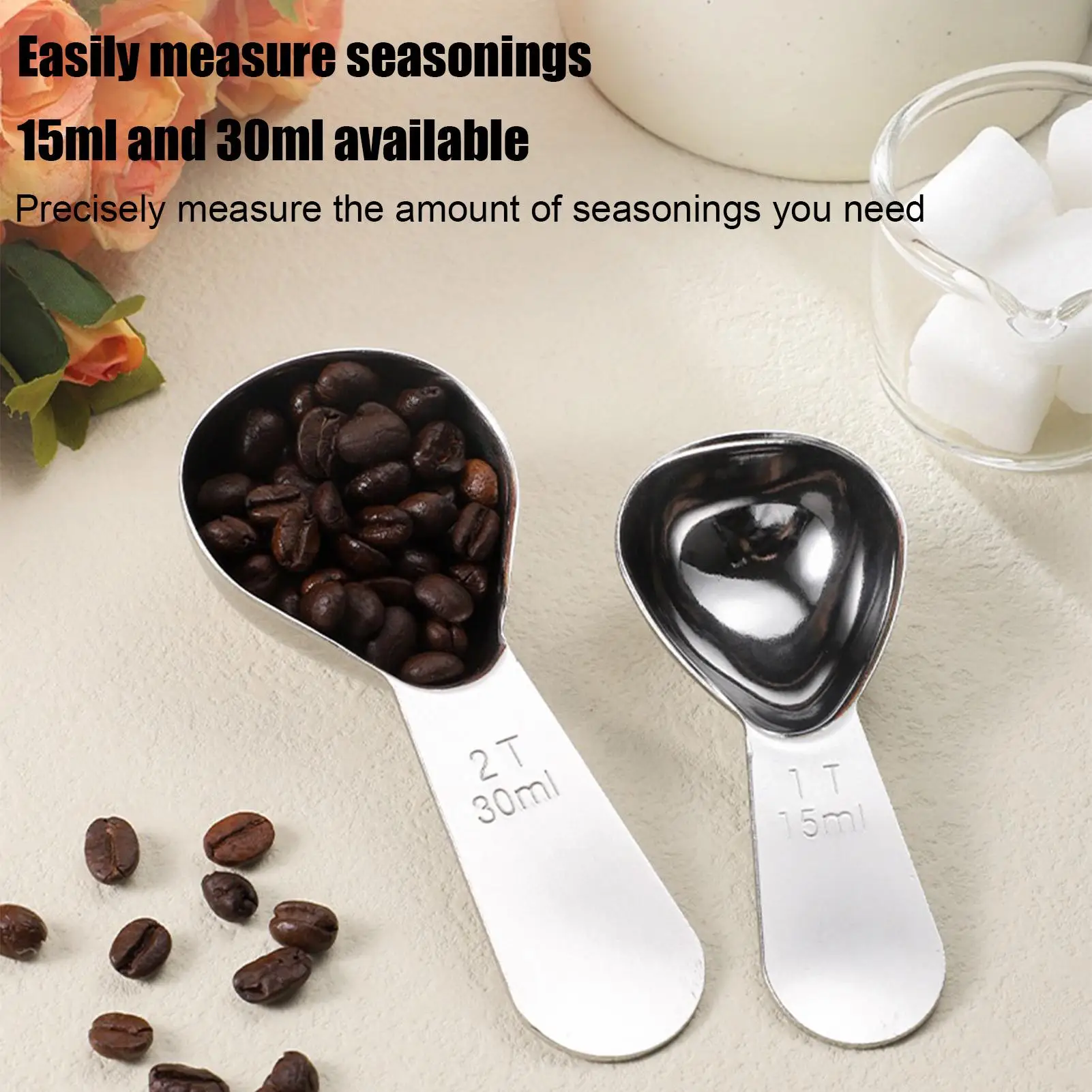 15ml/30ml Stainless Steel Coffee Spoons Coffee Measuring Scoop With Graduated Measuring Spoon Beans Tea Sugar Measuring