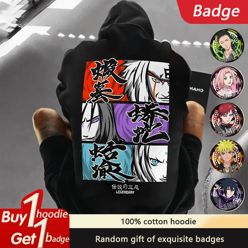 

Naruto Sasuke Peripheral Loose Hoodie Japanese Classic Anime 2025 Autumn Men's and Women's Cotton Sports Sweater Top