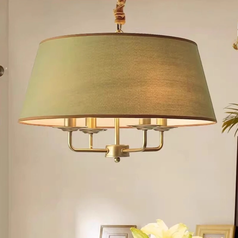 الأمريكية الأسود/الذهب الحديد المطاوع قلادة أضواء استدارة النسيج مصابيح معلقة غرفة المعيشة غرفة نوم مطعم المطبخ الثريا