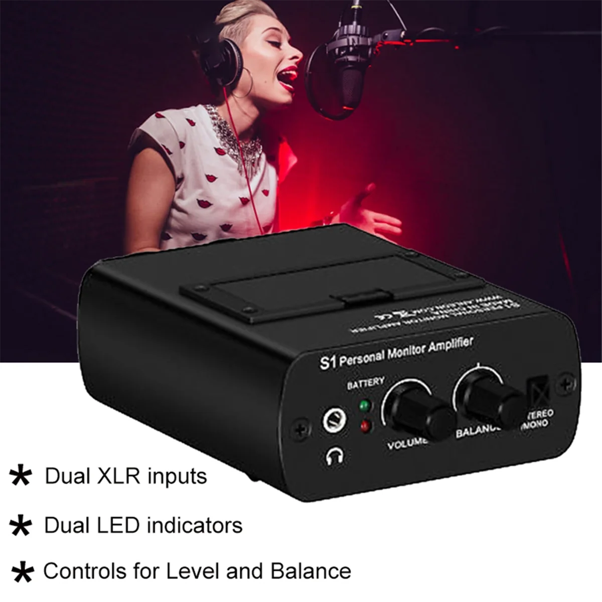 S1 Wireless Monitor Personal Headphone Amplifier in Ear Amp IEM System Professional for Stage Performance-EU Plug