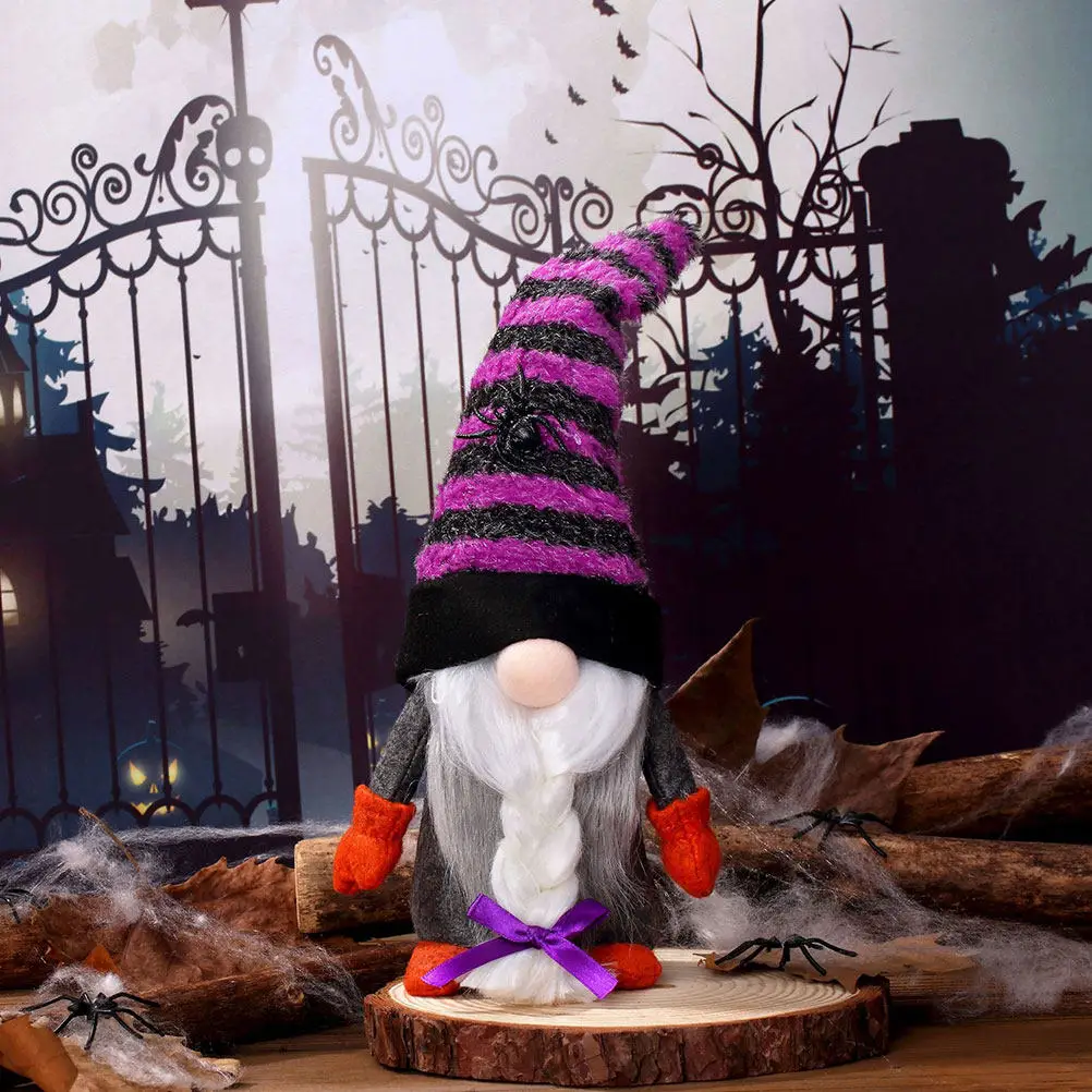 

2Pcs Halloween Gnome Decor Soft Fabric Gnome Ornaments Tabletop Centerpiece Halloween Gift Party Decoration Tabletop Centerpiece