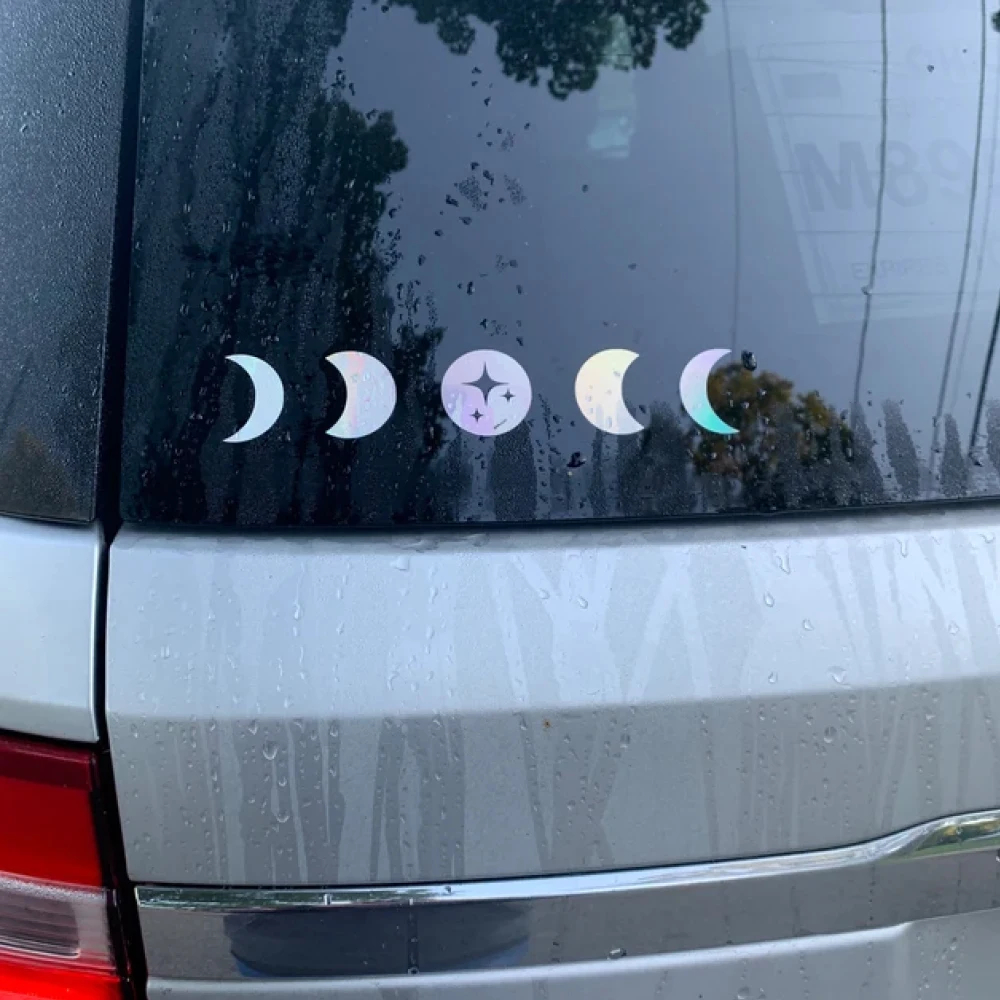 Holographic Moon Phase Astrology Car Decals Witchy Boho Vinyl Stickers Accessories Decoration