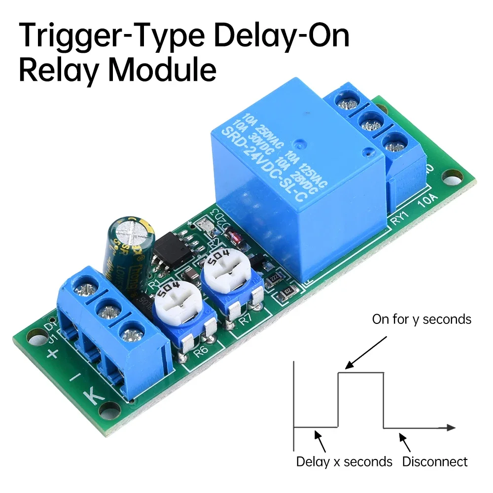DC 5V 12V 24V Delay Open Delay Close Trigger Dual Delay Adjustable Relay Module Trigger Delay Relay Module (Delay On+Delay Off)