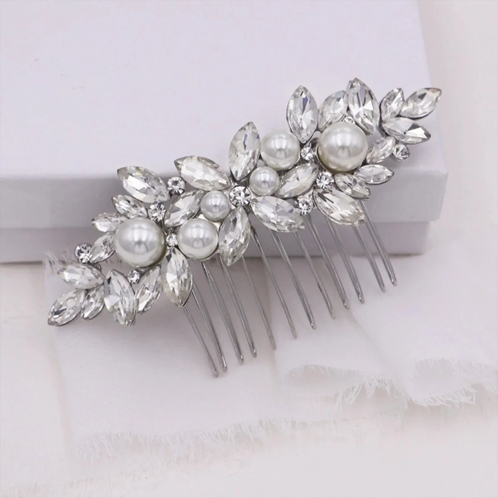 Eleganti pettini per capelli da sposa per la sposa perle di cristallo diademi forcine da donna copricapo da sposa accessori per gioielli per capelli fascia per capelli