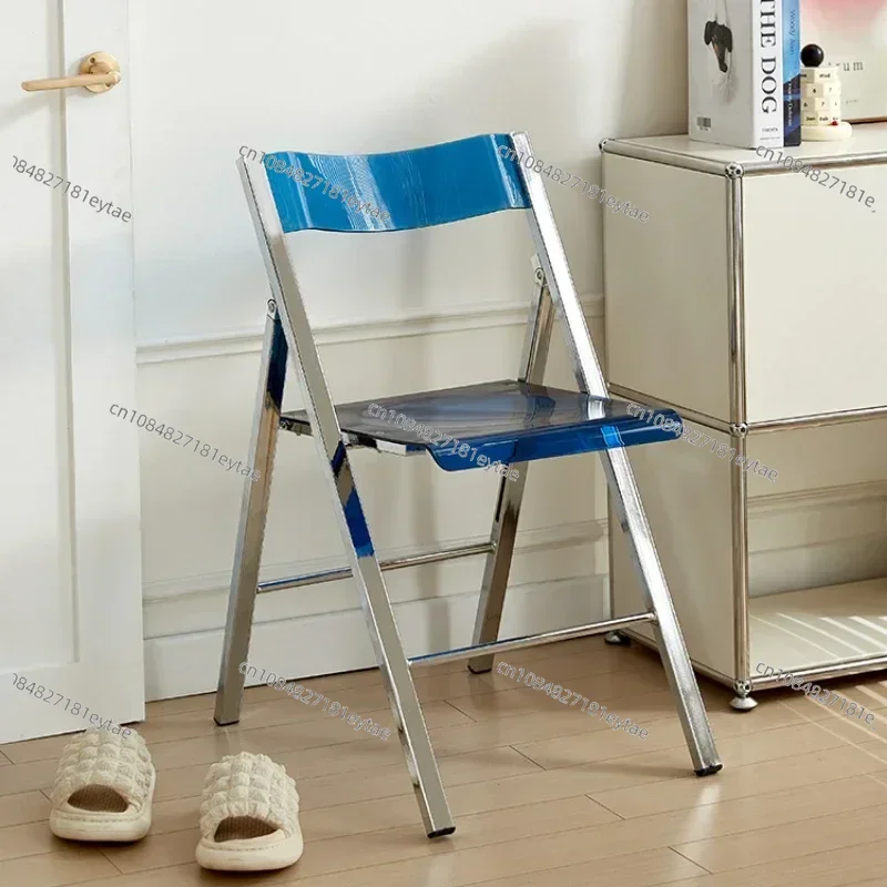 Thick Acrylic Folding Chair, Transparent Back Dining Chair for Home & Photo Shoot