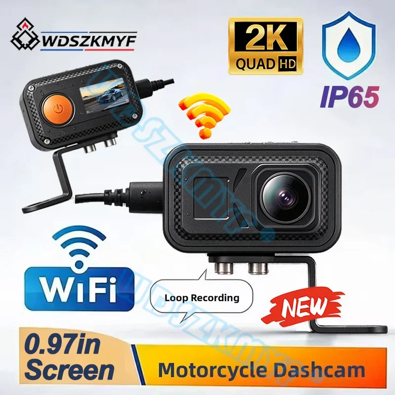 2K HD Motorcycle Dash Cam Black Box Action Camera IP65 Waterproof WiFi Sport Cam Bicycle Helmet Cameras Outdoor Driving Record