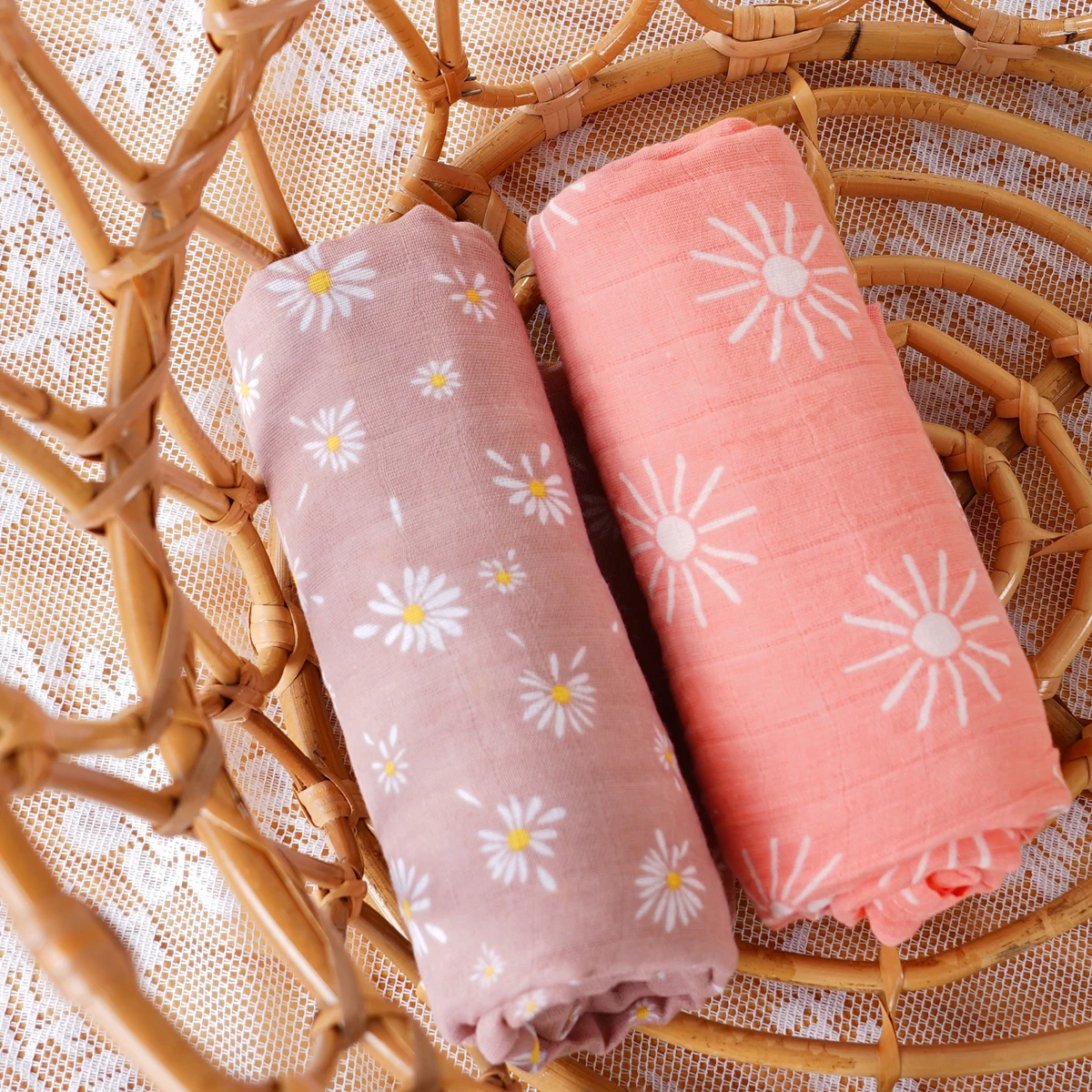 طقم مناشف أطفال ناعمة للرضع ، غطاء عربة أطفال ، بطانيات تصوير ، قماط موسلين قطني ، 2 روض