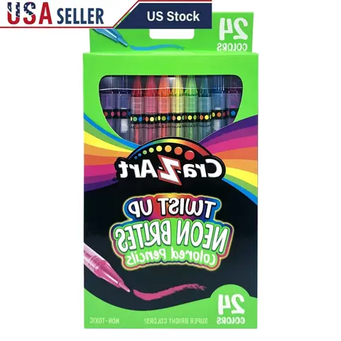 Crayons de couleur torsadés néon, 24 points, qualité artiste, aucun affûtage requis, artisanat Non toxique, livres de coloriage, projets
