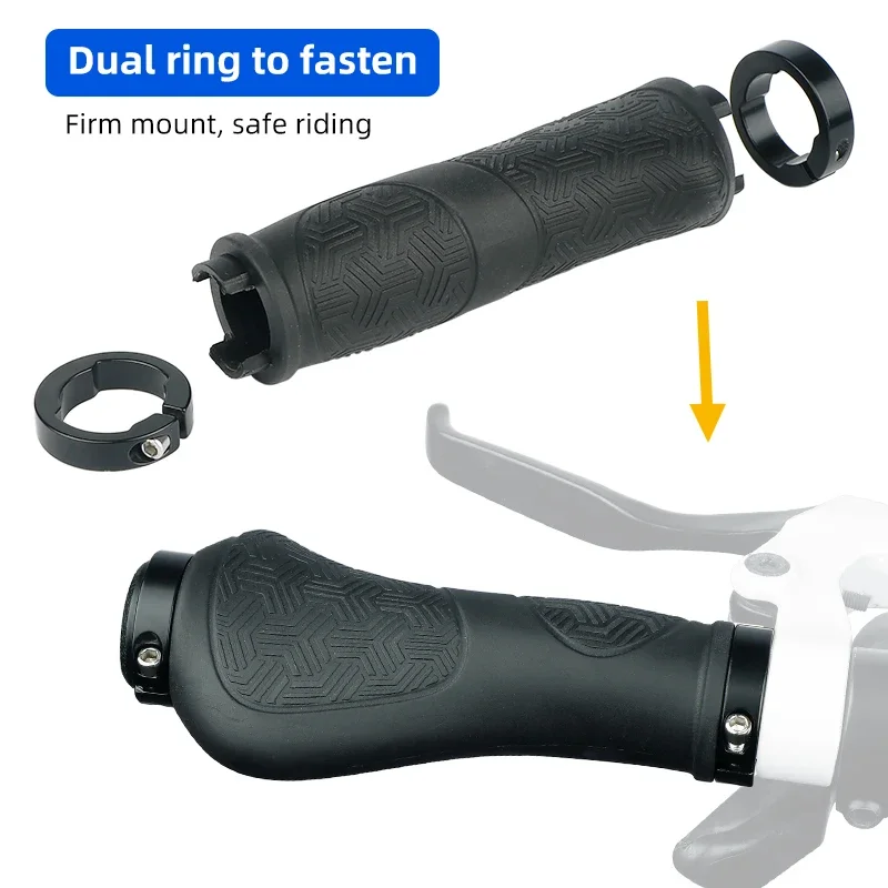 Deemount Handlebar Grips Long 133mm Short 93mm for Twist Shifter Dual Ring Lock Hand Rest Fit MTB, BMX, e-Bike Commuter Bike