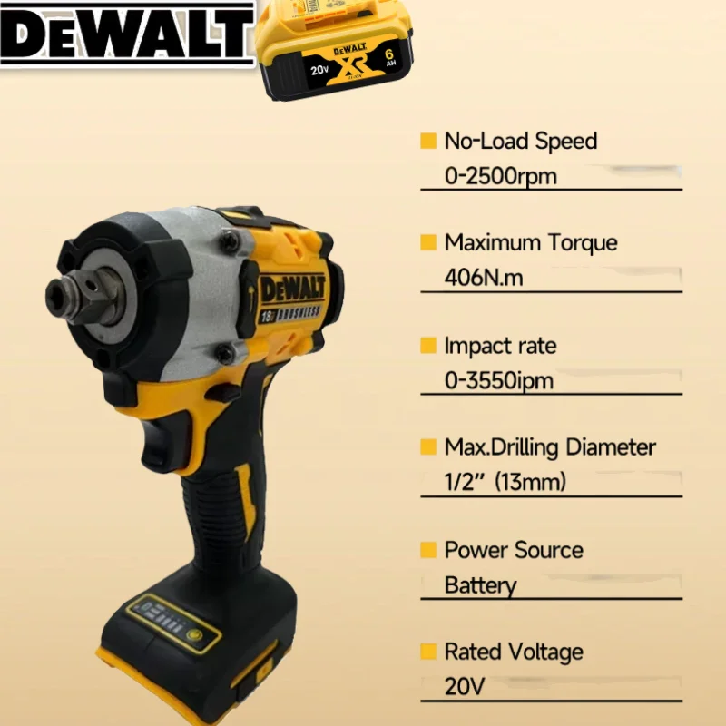 DEWALT DCF921 ATOMIC 20 В MAX Аккумуляторный ключ Аккумуляторный ударный ключ 1/2 дюйма Ключ для зарядки с переменной скоростью DCF921N с аккумулятором