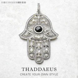 Pendant Black Hand of Fatima Brand New Fashion Jewelry Europe Vintage Accessories 925 Sterling Silver Gift For Woman Men