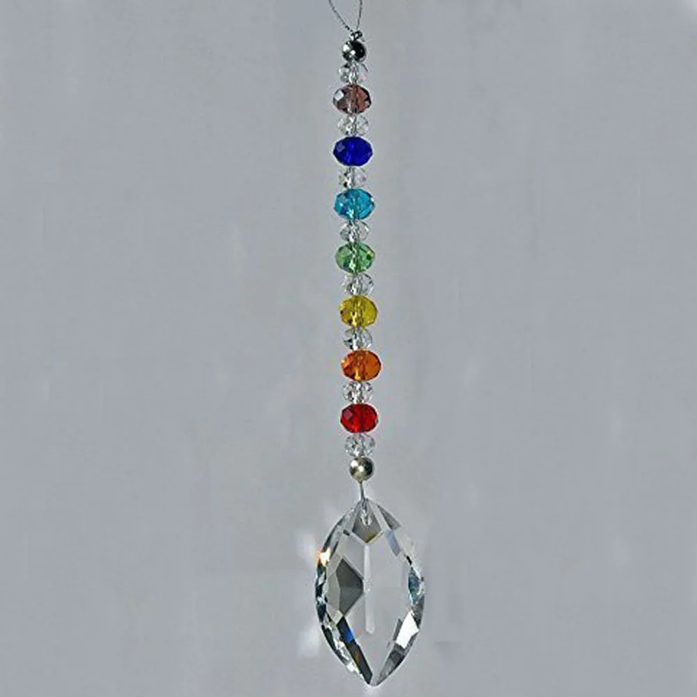 1PCS Crystal Prisms Horse Eye Chakra Colors Rondelle Beads Strand Design Rainbow Suncatcher Home Garden Decoration