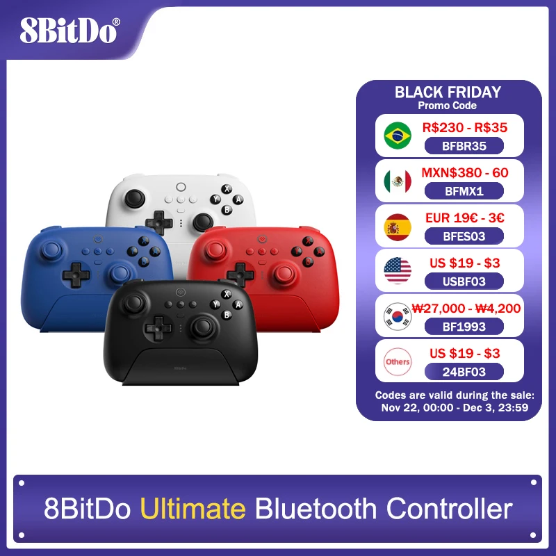 NEW 8BitDo - Ultimate Wireless Bluetooth Gaming Controller with Charging Dock for Nintendo Switch and PC, Windows 10, 11, Steam