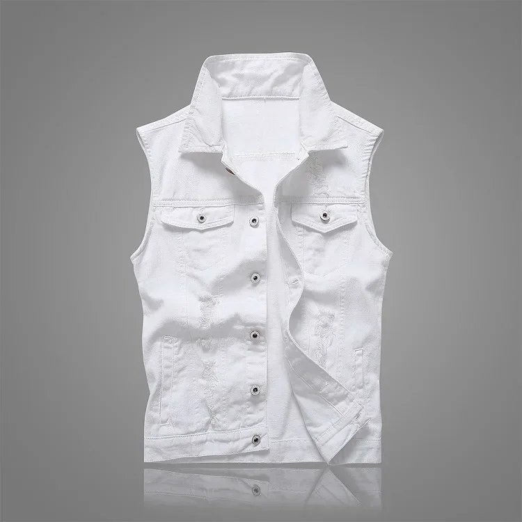 Summer Mens Ripped Denim Vest Male Tank Top Washed Jeans Waistcoat Man Retro Cowboy Hip Hop White Sleeveless Jacket 32 S22c62af067a848bdb7795c2a65b81967U