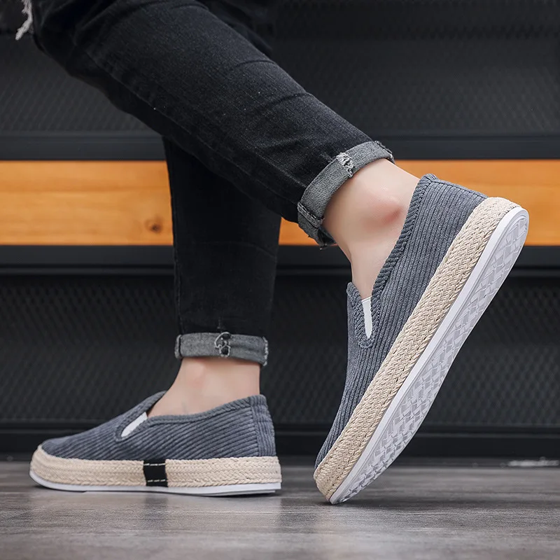 Men Sneakers Flat Casual Summer Casual Corduroy Shoes Fisherman\'s Shoes Male Slip-on Cloth Shoes Trendy Men\'s Shoes Sneakers