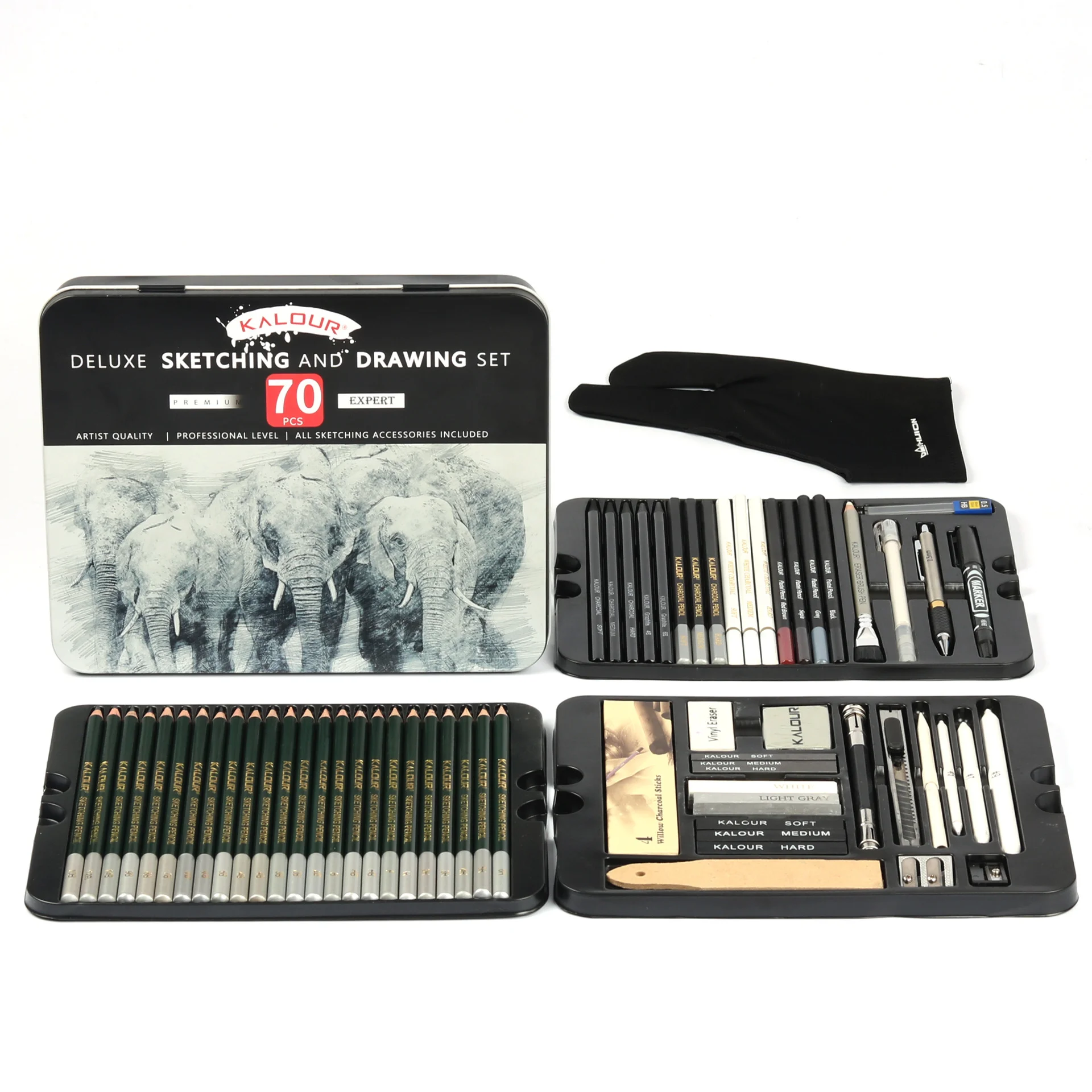 70 Pcs Art Painting Set Sketching Characoal Drawing Pencil Kit Professional  Painting Tools Drawing Gift Tin Box Art Set