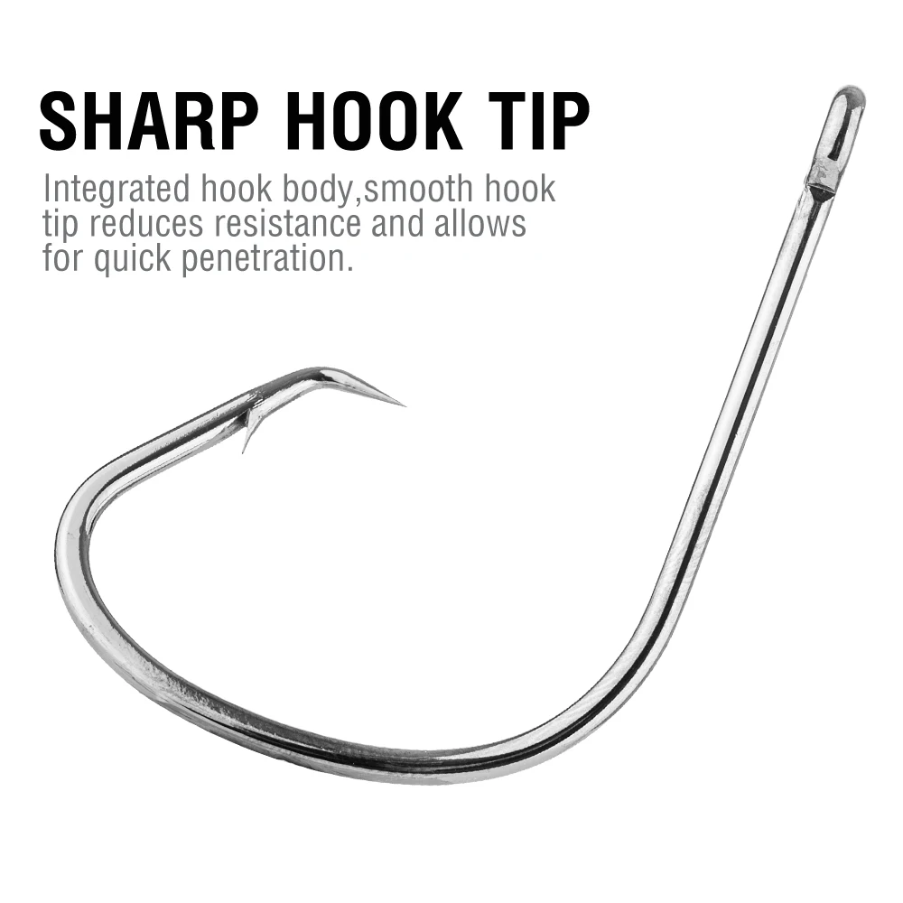 100 Stück Angelhaken aus Kohlenstoffstahl, schwarzer Stachelhaken, starker Salzwasser-Assistent, Jigging-Köderhaken, Größe 1 # -10/0 # – Detail 3