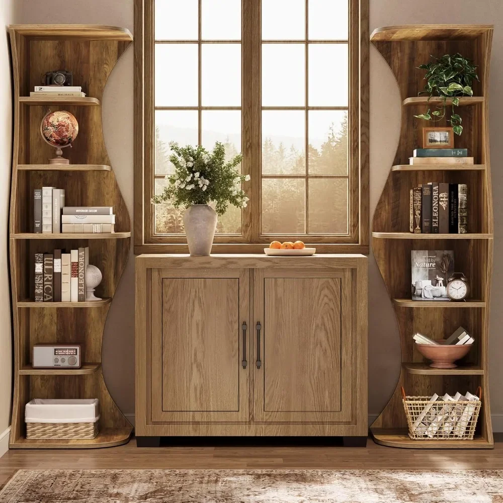 Freestanding Bookshelf Display Shelf Plant，73.2 Tall Corner Bookcase, Farmhouse 6-Tier Corner Shelf for Small Space,
