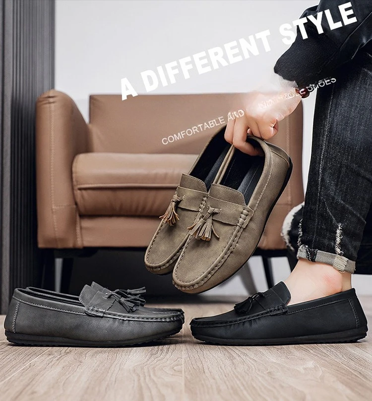 Outdoor-Mode Herren Freizeitschuhe Bequeme Herren-Slipper Rutschfeste Wanderschuhe Atmungsaktive Flache Schuhe Fahrschuhe Bequemschuhe – Detail 2
