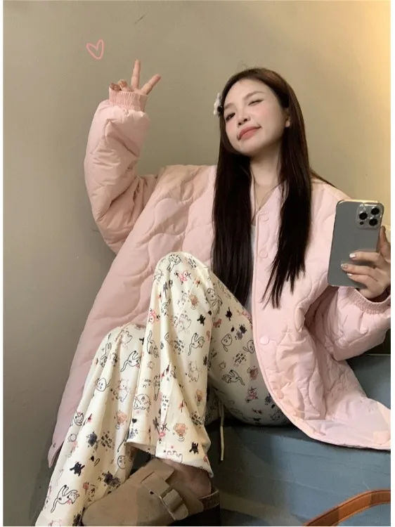

plus Size Lazy Style Korean Cotton Jacket Women's Winter New Loose Slimming Thick Casual Warm Cotton Coat Long Sleeve