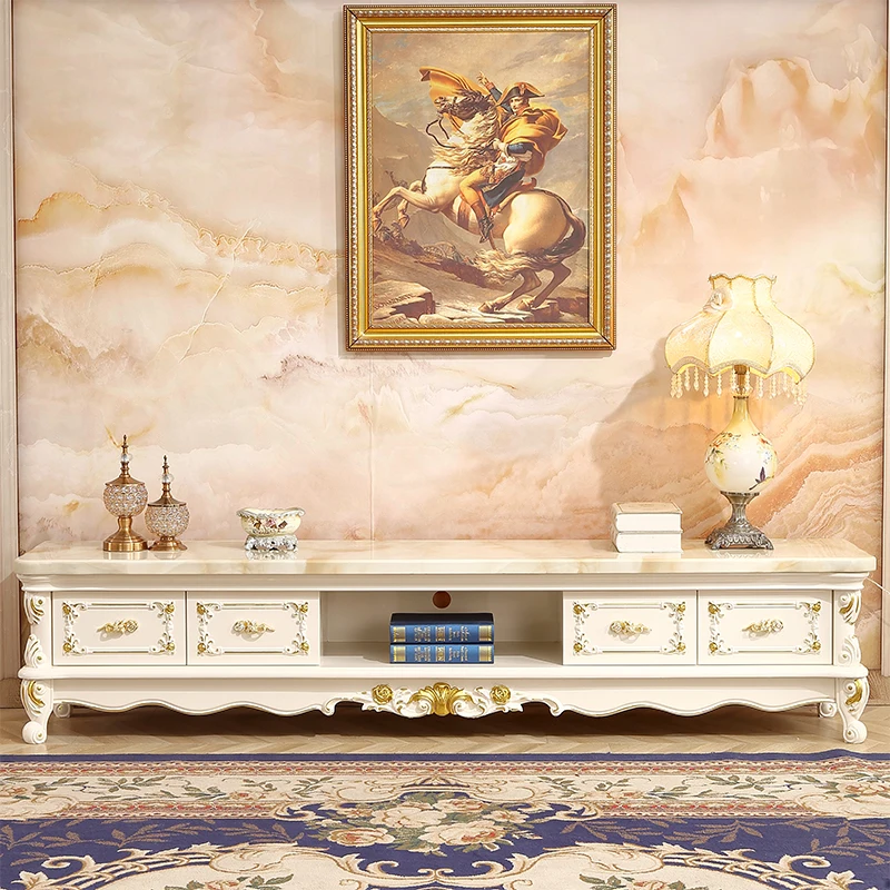 European marble living room solid wood modern simple small apartment bedroom storage