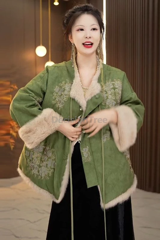 

2025 vintage fashionable printing chinese coat thicken warm cotton coat elegant literature art women's daily winter garment