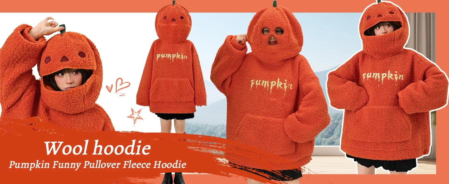 Damska bluza na Halloween z dwustronnego polaru, z nadrukiem dyni, z długim rękawem, codzienna bluza z kapturem, prezent na festiwal lub urodziny.