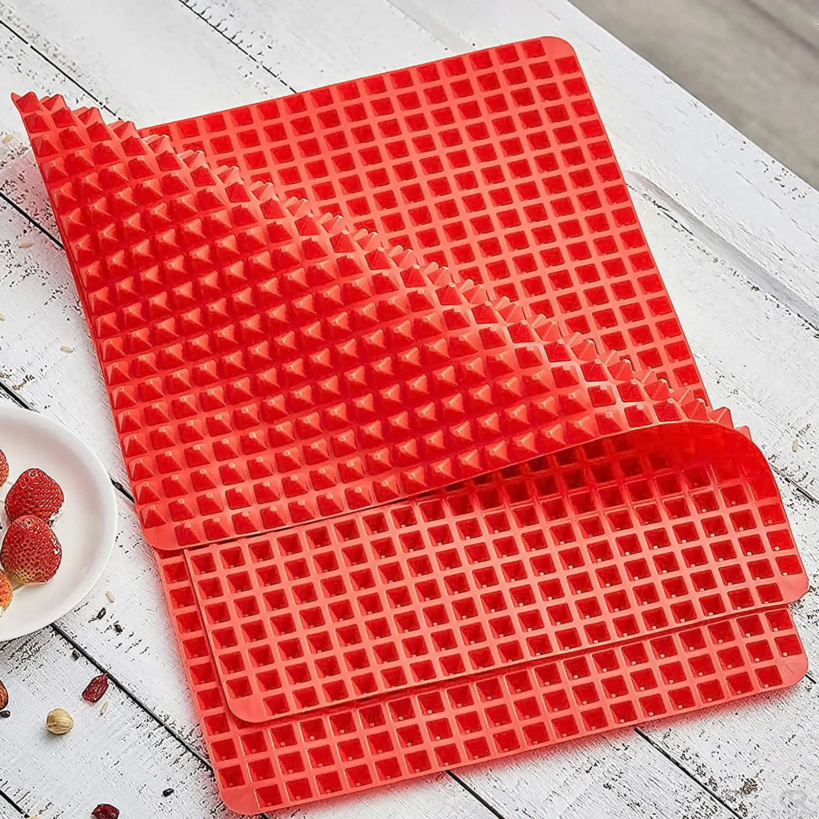 Antihaft-Silikon-Backmatte, 40,6 x 27,9 cm, Pyramiden-Kochmatte, BPA-freie Pfanne zum Backen von Mikrowellenherden, leicht zu reinigende Brathähnchen-Matte – Detail 19