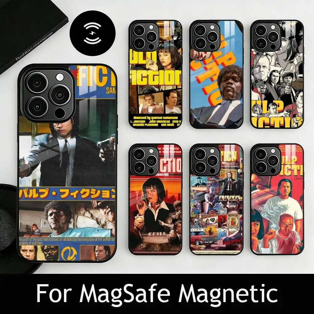 

P-Pulp F-Fiction Movie Phone Case For iPhone17,16,15,14,13,12,11 Plus,Pro Magnetic with Magsafe Wireless Charging