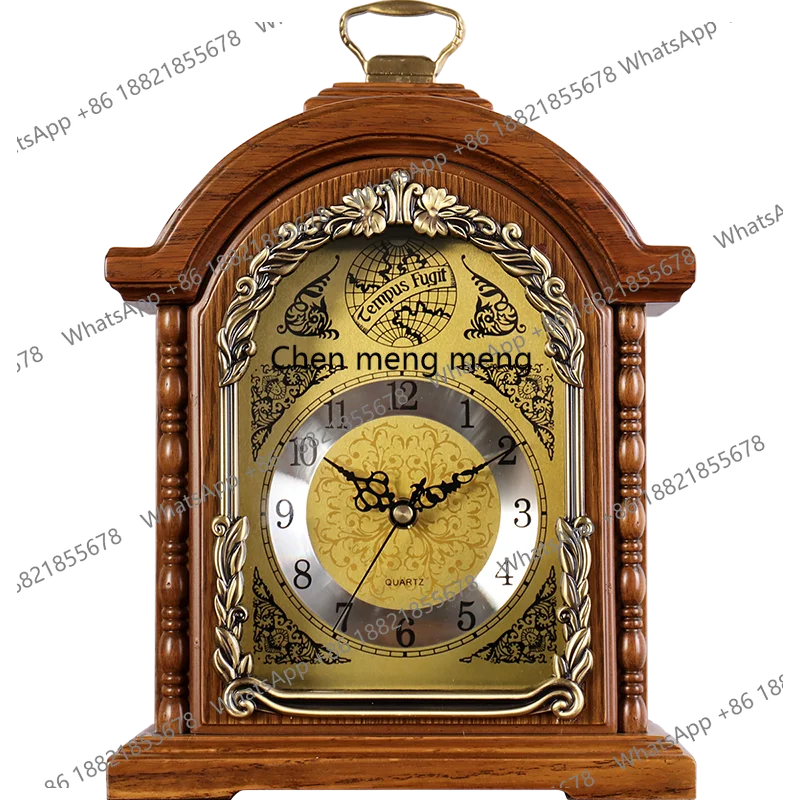 Solid wood table clock, living room home decoration table, desktop ornament desktop clock