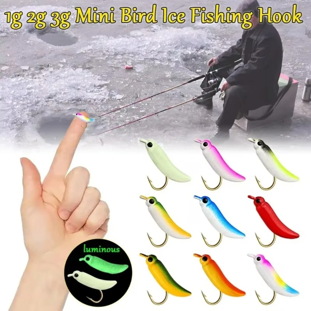 

1g 2g 3g Weight Ice Fishing Hooks 9pcs Set Point Eye Design Luminous Fishhooks Small Size Luminous Feature Ice Fishhook Bait