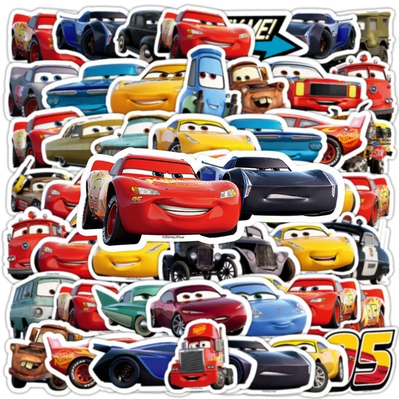 50PCS Disney Cars Lightning McQueen Car Stickers Cell Phone Laptop Luggage Guitar Water Cup Stickers Wholesale