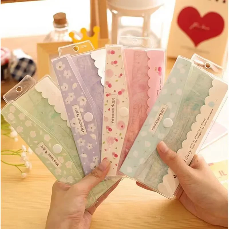 4Pcs set School Student Kids Floral Style Ruler Stationery Set Office Metric Tool Multifunction drawing Plastic ruler Supplies