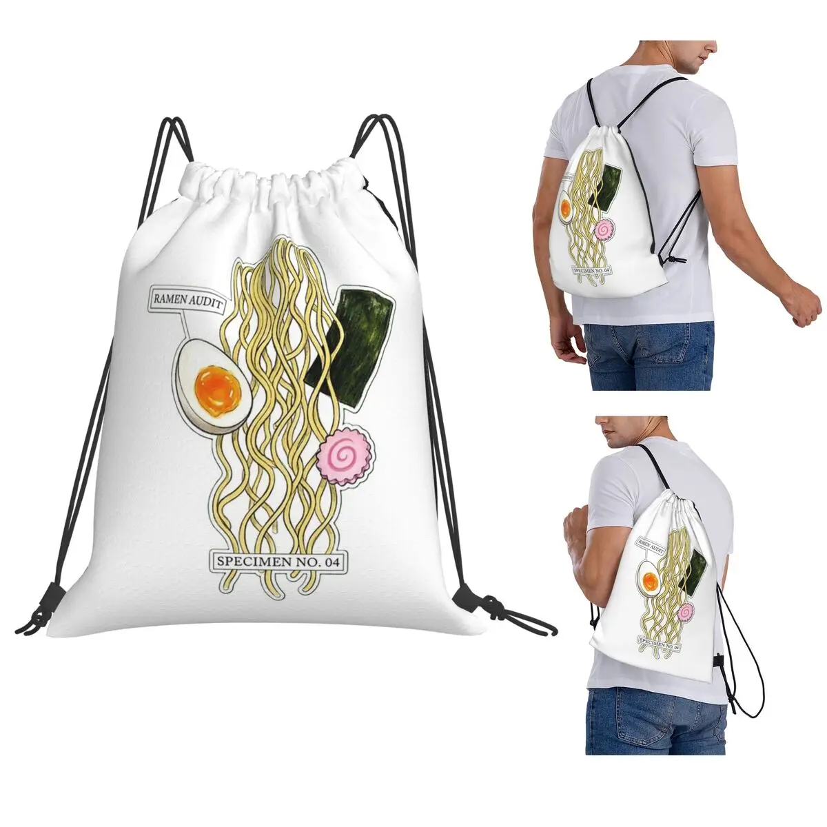 

Ramen Audit Specimen No. 04 Backpacks Multi-function Drawstring Bundle Pocket Sports Bag Book Bags for Man Woman Students