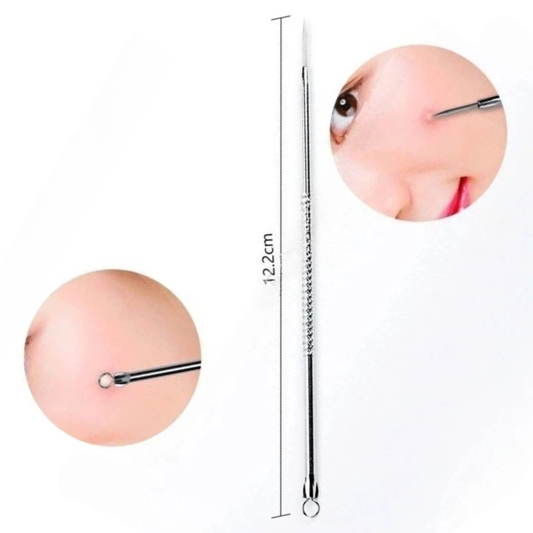 مجموعة إبر حب الشباب مكونة من 4 قطع، أداة إزالة الرؤوس السوداء، مستخرج كوميدون مطلي بالكروم لتظليل البثور، والعناية بالوجه #2