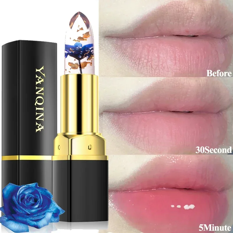 Jelly Flower Lipstick Temperature Color Changing Gold Foil Moisturizing Waterproof Lasting Magic Lip Balm Lips Makeup Cosmetics