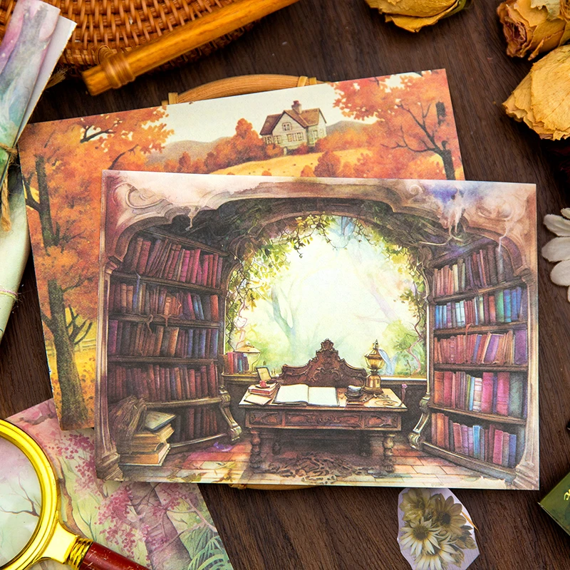 Yoofun 40 Sheets Magical Story Material Paper Retro Dream House Collage Cards Background Paper Diy Junk Journal Planner