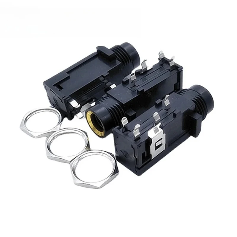 

200pcs 6.35mm 4pin Female stereo Audio jack speaker connector adapter guitar microphone socket PCB panel audio socket