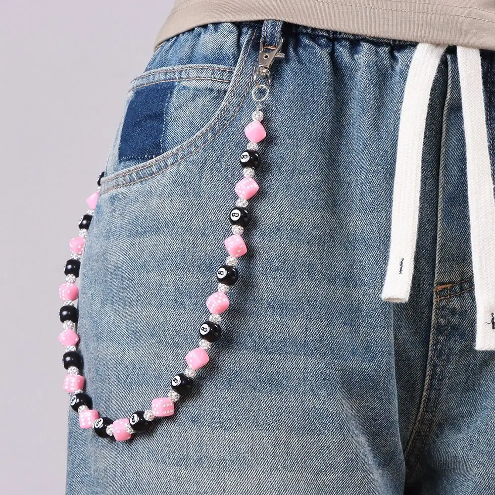 Jeans Chain Colorful Dice Waist Chain Zinc Alloy Billiard Ball Metal Pants Chain Harajuku Style Bag Chain Punk Belt Chain Male view 4