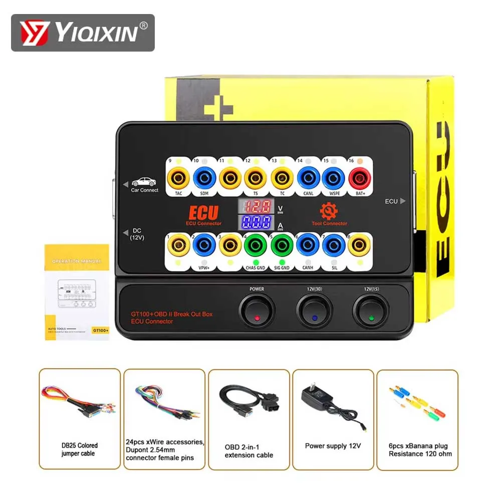 GODIAG GT100 Obdii صندوق الكسر أداة تشخيص السيارة ECU موصل البرمجة 16PIN كاشف بروتوكول اندلاع العرض الحالي