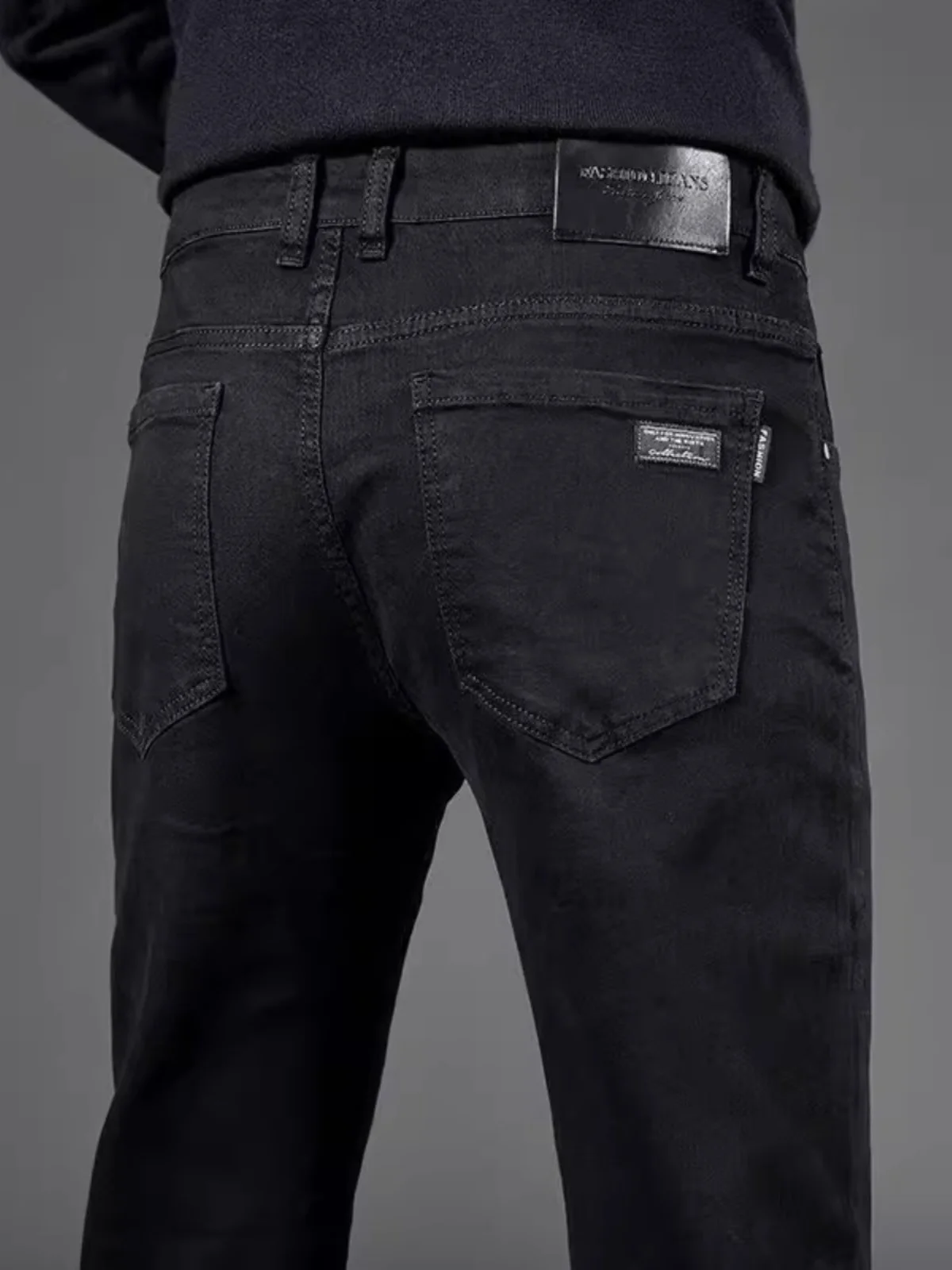

Loose Straight Leg Men's Jeans Bla Casual Faion Urban Sle High Elastici Wear Resistant Zipper Fly Youthful Spring Autumn