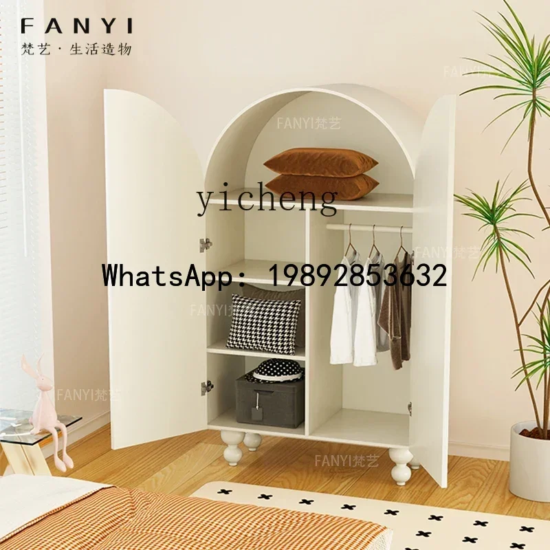 retro solid wood wardrobe household hanging wardrobe bedroom bedside storage cabinet integrated free installation