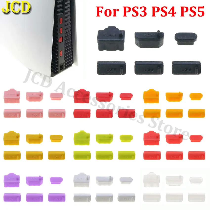 JCD 5Set Silicone Dust Protector Antidust Cover Dustproof Plug For PS5 PS3 PS4 Slim Pro Game Console Accessories