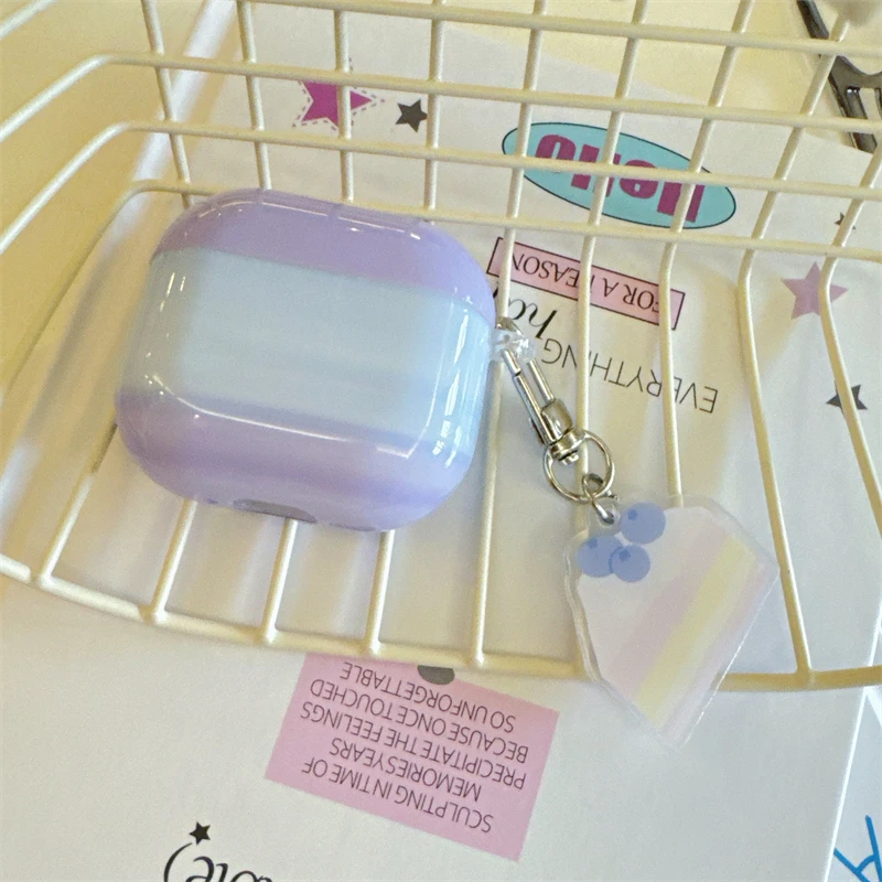 Korean Cute Purple Blue Gradient Glossy Cover Case For AirPods 4 1 2 3 Pro For AirPods Pro 3 Pro 2 Shockproof Protective Case - view 6