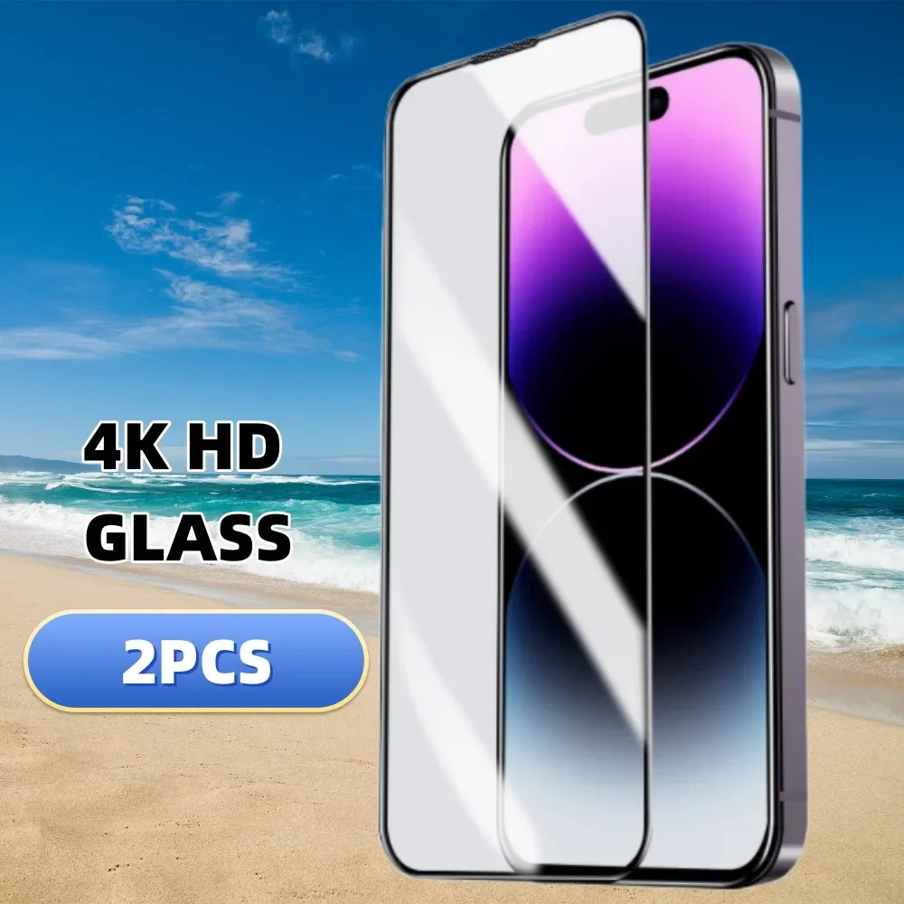

2PCS Screen Protector For iphone 16 15 14 13 12 11 Pro Max Plus X XS MAX XR Tempered Glass For iphone 14 15 16 Plus Protective