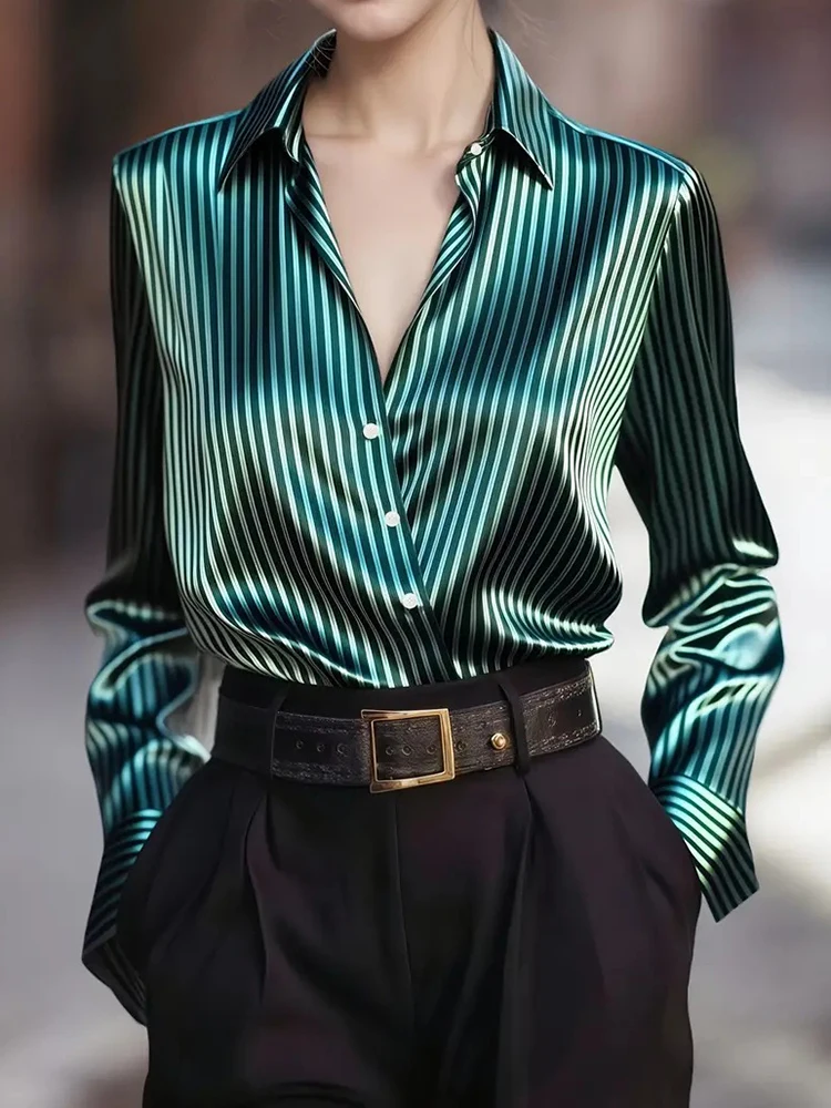 

Turn-Down Collar Ladies Office Shirts, Women Spring Autumn Patchwork Print Blouses, 2025 Long Sleeve Ladies Elegant Tops Blusas