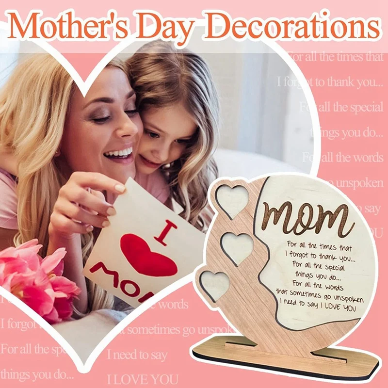 Деревянная мини-табличка в форме сердца для матери, подарок на день матери для мамы на день рождения, персонализированное Подарочное украшение