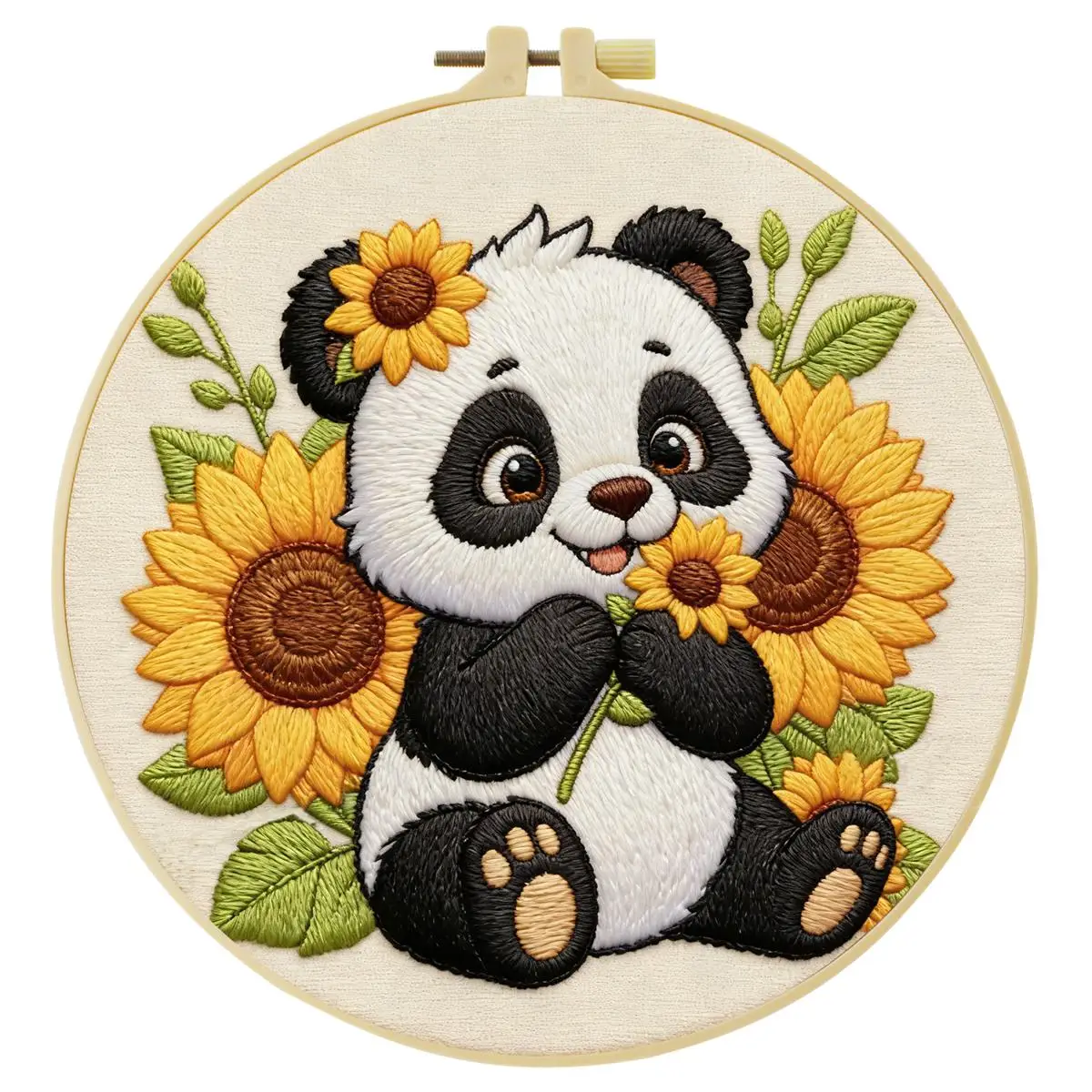 1 Stück 20X20CM/15X15CM 7,87/6,3 Zoll Panda-Stickerei-Starter-Kit DIY-Kit DIY-Stickerei-Set Handarbeiten Nadelkunst – Detail 3