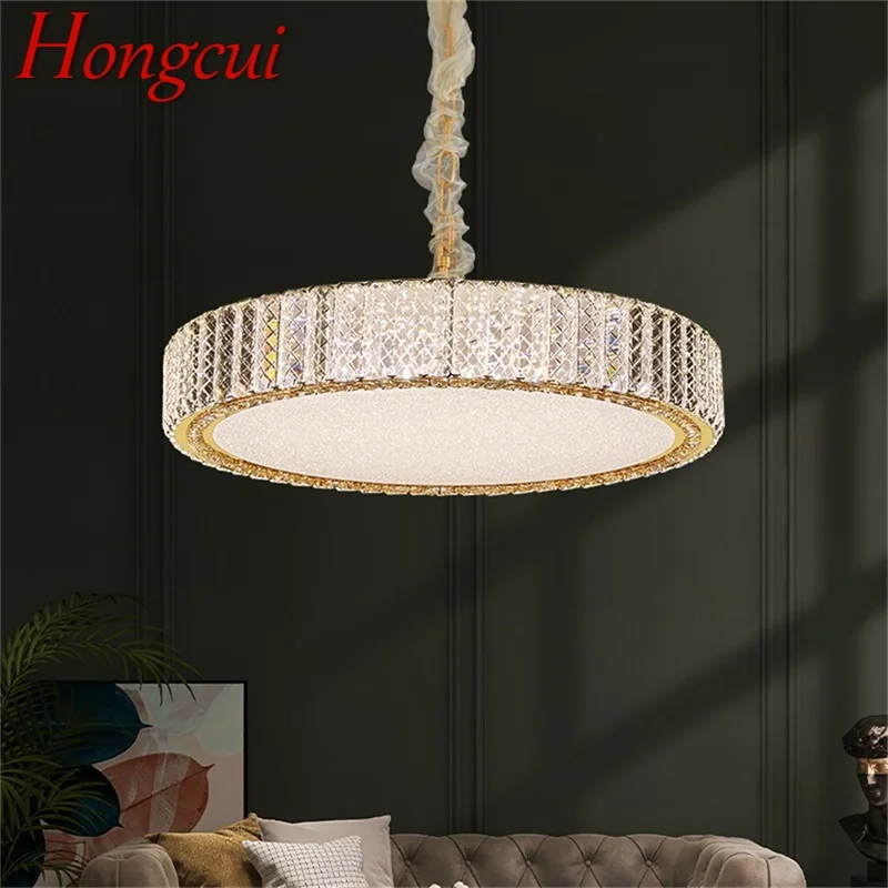 

Hongcui Postmodern Pendant Light Round LED Luxury Crystal Fixtures Decorative For Dinning Living Room Bedroom Chandeliers