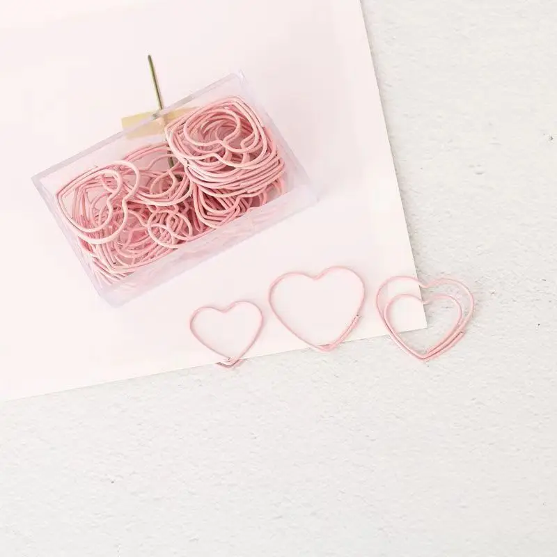 

Heart Pin Pink love Heart Modeling Bookmark pink Office Stationery Paper Clips Stationery Kawaii Accessories Heart paperclips